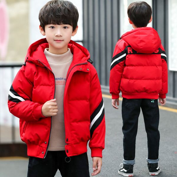 

cuhk boys' children's short down cotton padded jacket 10 extra thick foreign style 12 autumn winter wear boy 15 years, Blue;gray