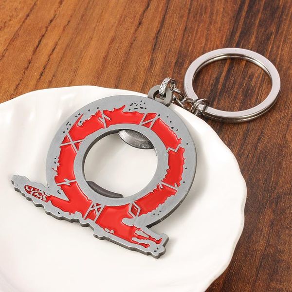

keychains god of war 4 keychain bottle opener game logo kratos pendant cool metal keyrings men car women bag key chain chaveiro jewelry, Silver