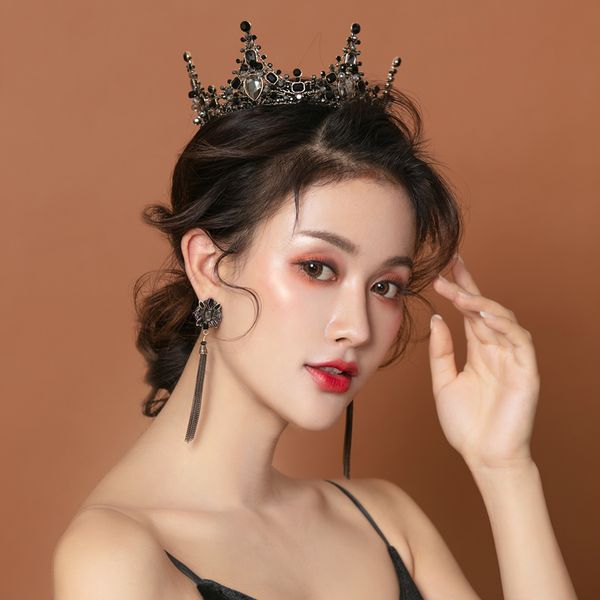 

bride style crown korean hat atmosphere headdress black luxury women's net red fan 18 years old, Silver