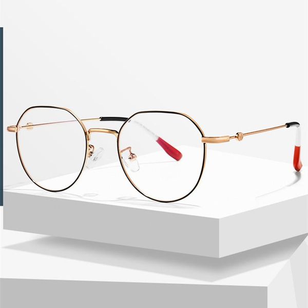 

oeyeyeo new ladies fashion retro metal spectacle frame men's simple and delicate frame type kick-off hinge myopia eyeglasses, Black