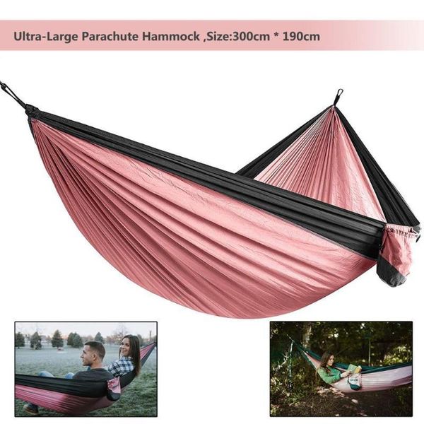 

camp furniture portable lightweight nylon parachute double hammock multi-functional camping backpacking travel beach yard garden1