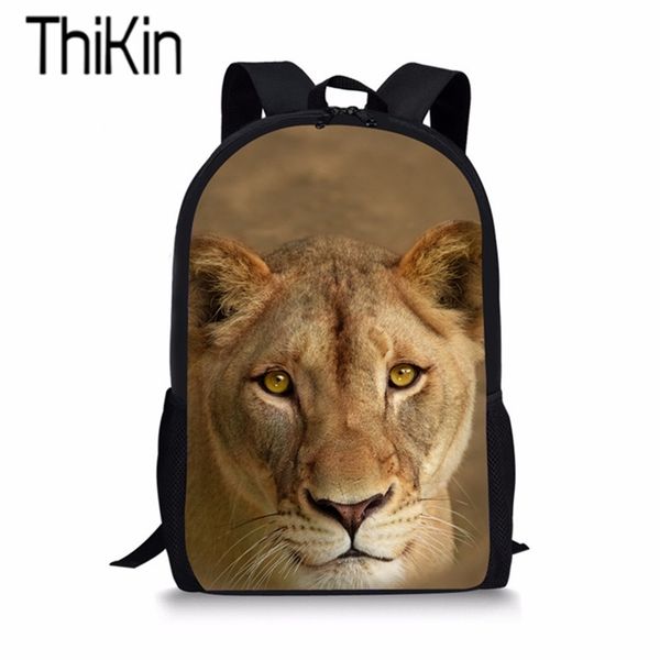 

thikin cool animal lion printing for boys kids big capacity book bacapack school accessories fashion bag t200709