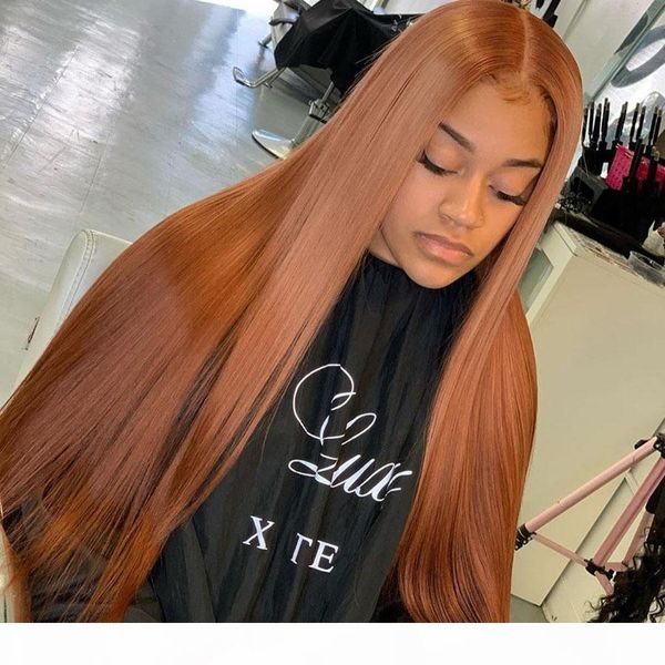 

ginger brown silky straight 13x6 lace front human hair wigs for black women glueless 180density full lace wigs 360 lace frontal wig