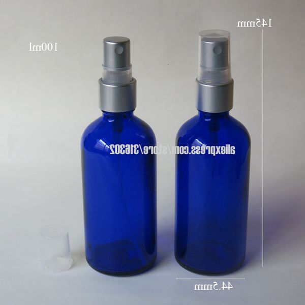 

200pcs/lot 100ml blue with aluminum spray,100ml glass perfume bottle, fine mist sprayer bottle