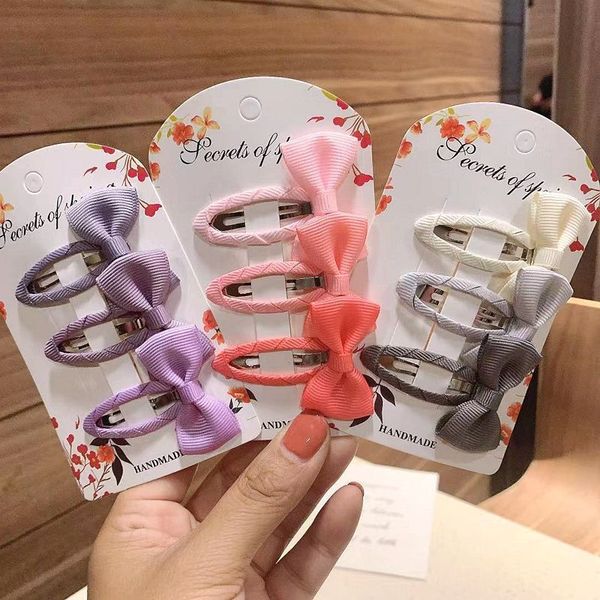 

9pcs/set gradient ribbon school bows kids girls snap clips headwear children hair accessories, Slivery;white