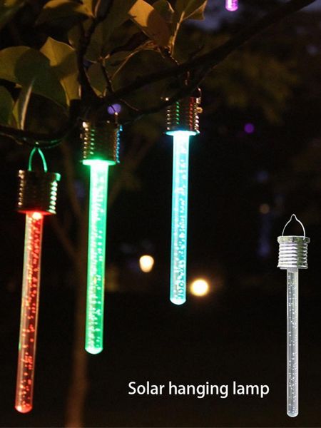 Solar-LED-Farbröhre Lichter Acryl Bubble Stick Hängelampe Weihnachtsgarten Wege Dekoration im Freien wasserdichte Lampe Y201020
