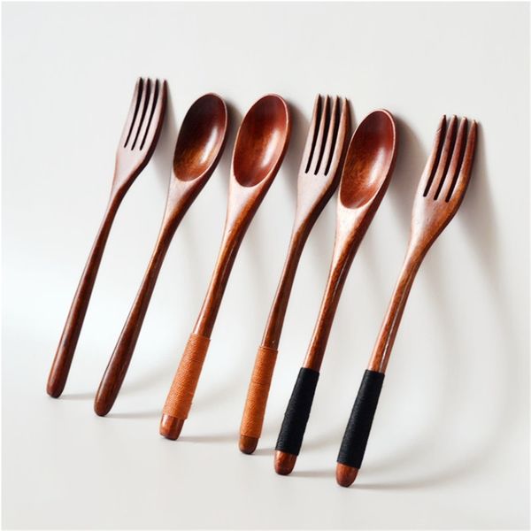 

woodiness stirring soup spoon dessert straight handle tableware forks entanglement long gift fork eco friendly cutlery new 4 95ht f2