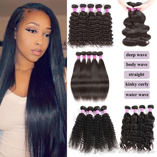 

sample hair 8a unprocessed virgin brazilian hair peruvian body straight deep water curly human hair weaves bundles 1 or 5 pieces 10-40inches, Black