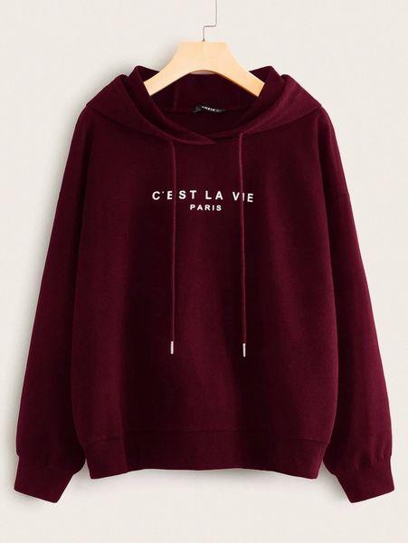 

slogan graphic drawstring hoodie p3v2#, White;black