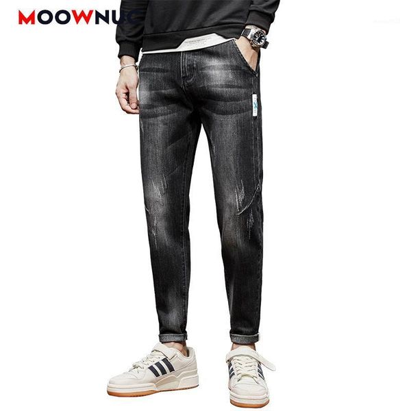 

men's jeans casual trousers fashion pants streetwear for men sweatpants hip hop denim male moownuc full-length fit 2021 spring autumn1, Blue