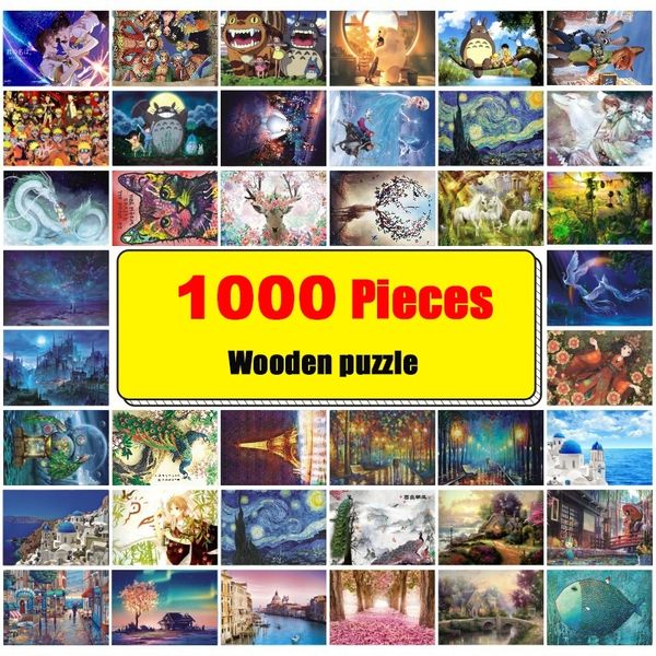 

jigsaw picture puzzles 1000 pieces educational wooden learning toys for adults children kids girls games birthday gift y200421