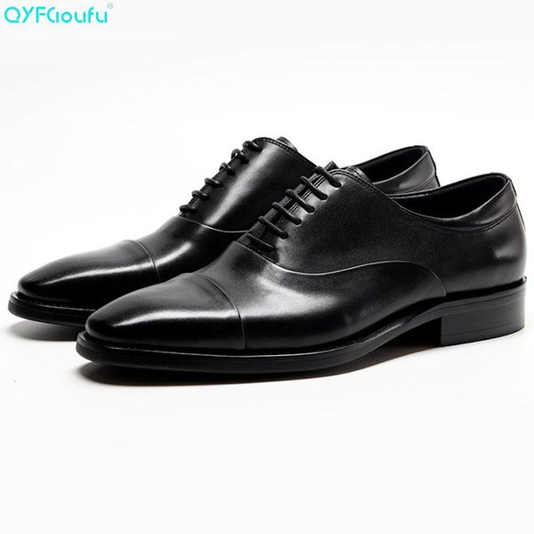 

qyfcioufu new genuine cow leather business shoes men fashion dress shoes oxfords black red wine lace-up classic formal
