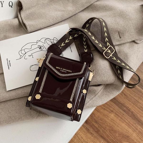 

female small bag pu leather wide straps satchel fashion single shoulder bag brand design rivet bags