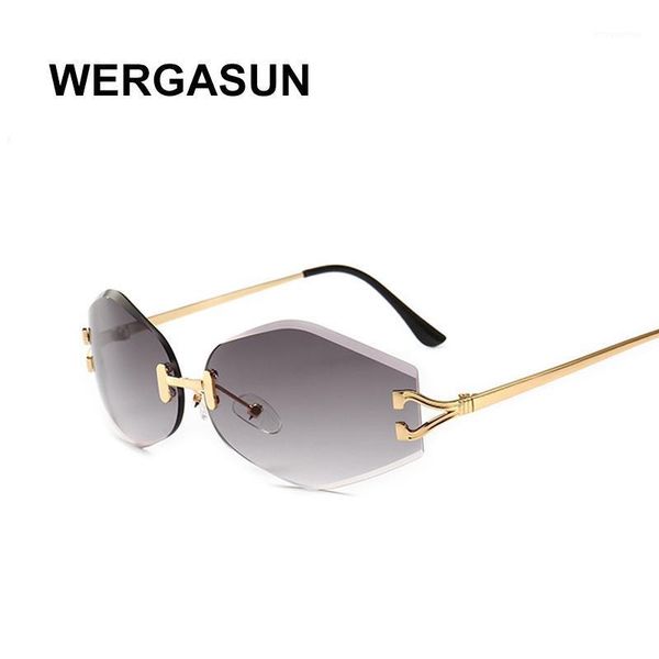 

wergasun frameless sunglasses women/men brand designer vintage glasses lady driving uv400 gafas1, White;black