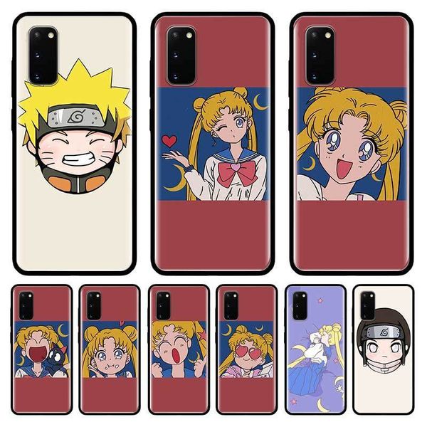 

cartoon naruto sailor moon case for samsung galaxy s10 s20 ultra s9 s8 plus s7 note 20 9 10 lite cubre black tpu mobile coque