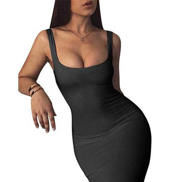 

solid color dress women spaghetti belt natural casual club dress summer 2020 new sleeveless suspender women's, Black;gray