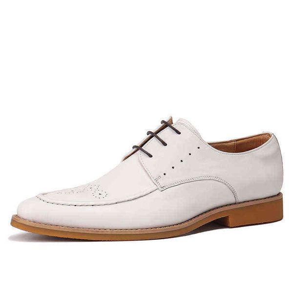 

dress shoes business genuine leather spring/autumn man oxford formal big sizes casual retro black wine red 2022 white handmade 220223