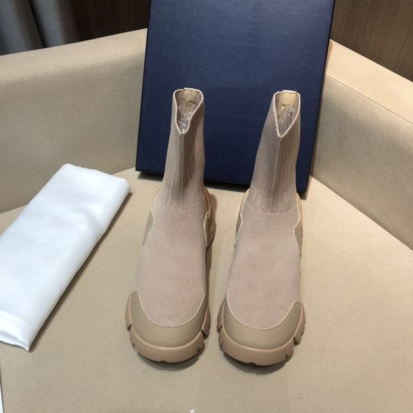 

ladies' fashion autumn and winter latest stretch socks boots sports daddy soft soles cowhide all-match trend fashion boots, Black