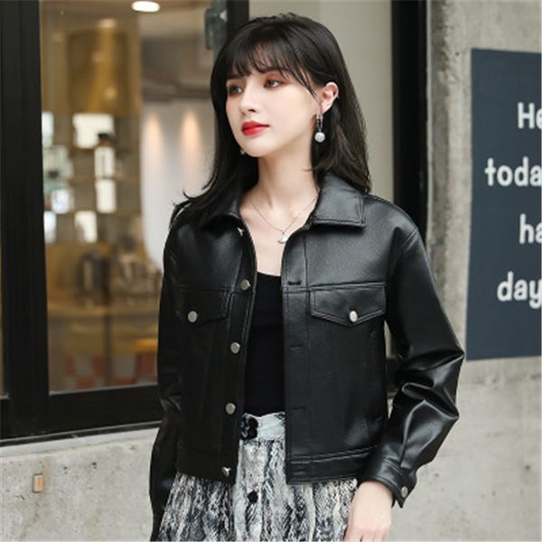 

2020 women spring genuine real sheep leather jacket r39, Black