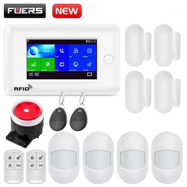 

fuers wifi gsm home security alarm system mini pir motion detector gprs 4.3 inch tft color screen app rfid control 10 language1