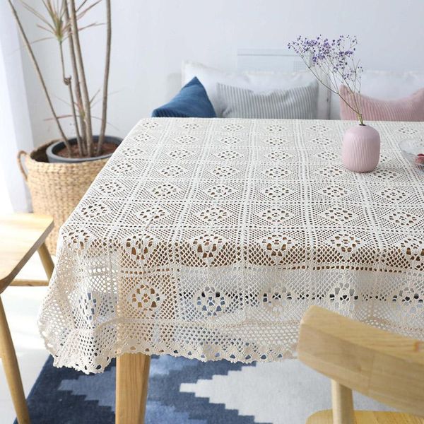 

100 cotton knitted lace tablecloth shabby chic vintage crocheted tablecloth rural table cover handmade cotton lace table er wmtxca