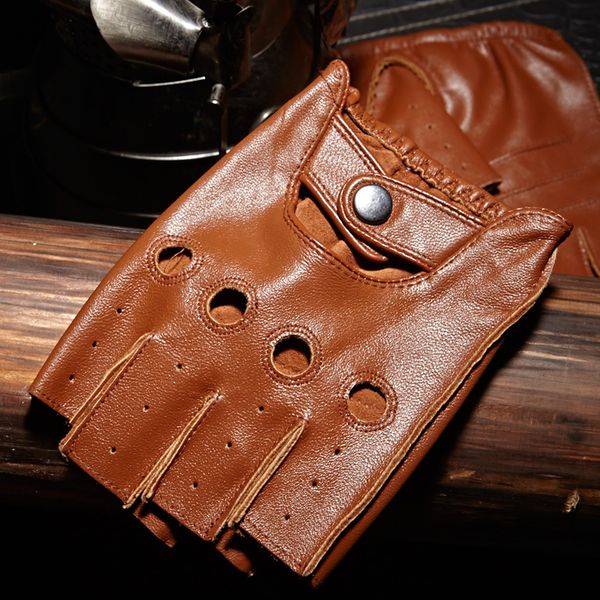 

man  half finger gloves breathable non slip fitness leather fingerless black camel driving male nan7 220812, Blue;gray