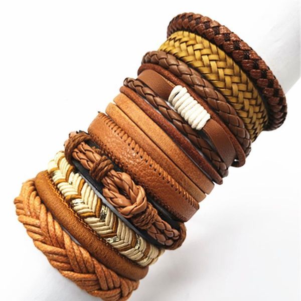 

fashion bracelets 10pcs/set wrap woven fashion handmade men bracelets women leather bracelet men bangle wholesale jewe qylaga, Golden;silver