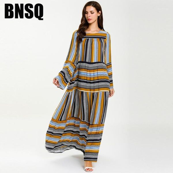 

casual dresses wepbel women summer long maxi dress large size fashion thin striped ankle length o neck high waist1, Black;gray