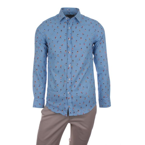 

gentilbay men's ski printed blue slimfit long-sleeve sport shirt dpd142 1022, White;black