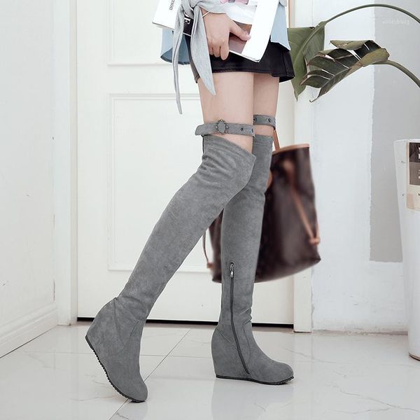 

brand new for dropship elastic over the knee boot fashion big size 43 cosy internal high heels winter shoes boots women1, Black