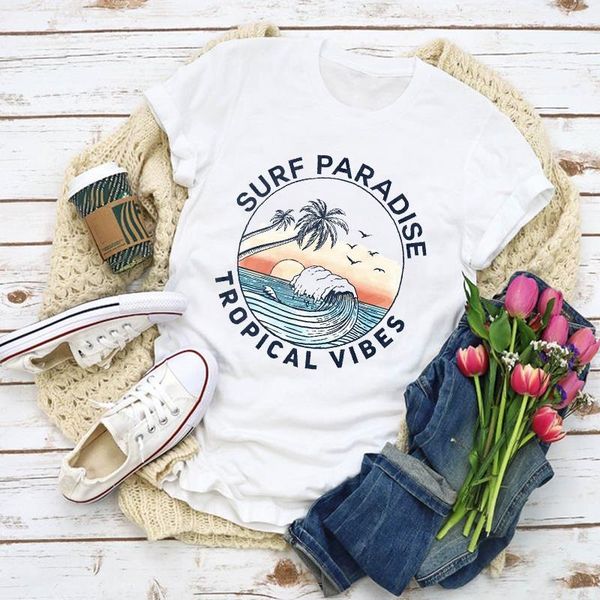 

женщины graphic beach wave vacay mode мода печать летняя рубашка топы леди одежда футболка женская одежда tee женская футболка, White
