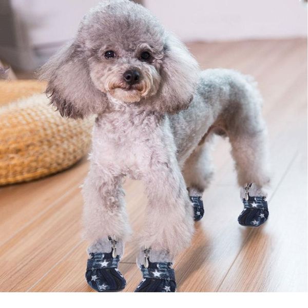 

let's pet pet shoes dogs puppy boots denim warm snow winter lovely anti slip zippe jlljul