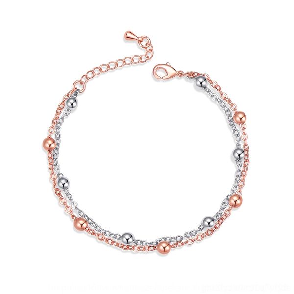 

ppq8h round double bead chain women's braceletbracelet fashion style simple jewelry bead accessories bracelet braceletkorean transfer x, Golden;silver