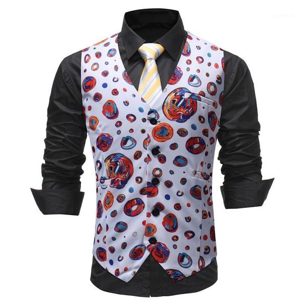 

men's vests men clothes 2021 chalecos para hombre fashion print flower vest casual suit dress four seasons colete masculino1, Black;white