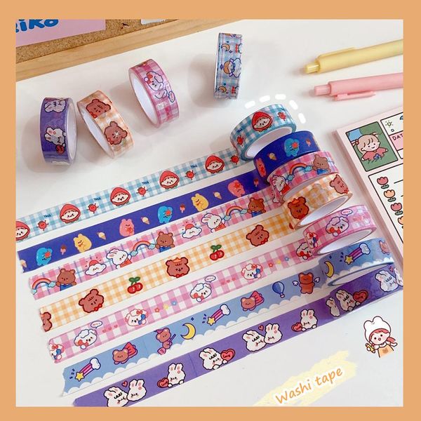 

5Pieces/Lot 5M Cute Bear Rabbit Washi Masking Tape Diary Journal Decorative Adhesive Tape Gift School Stationery Adhesive Office Suppli 2016