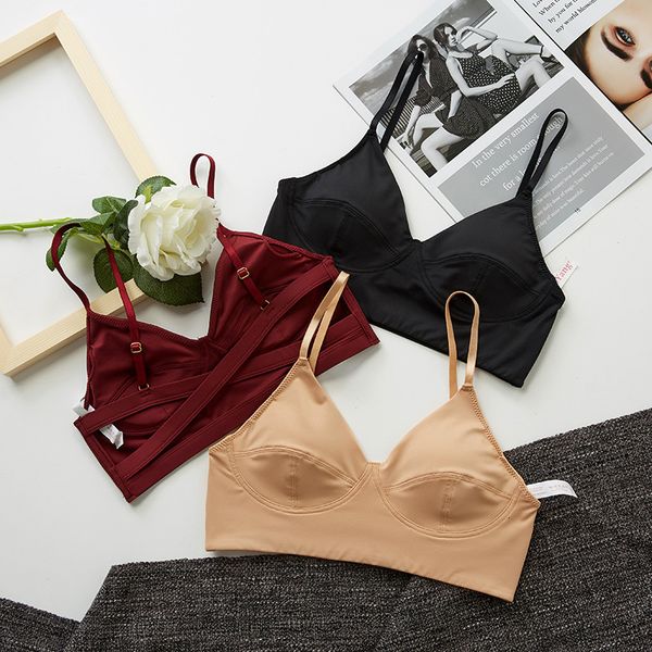 

underwear women's rimless bra with beautiful back, Red;black