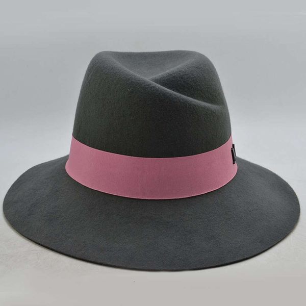 

wool new artistic fashion felt comfortable and breathable men's flat brim hat, Blue;gray