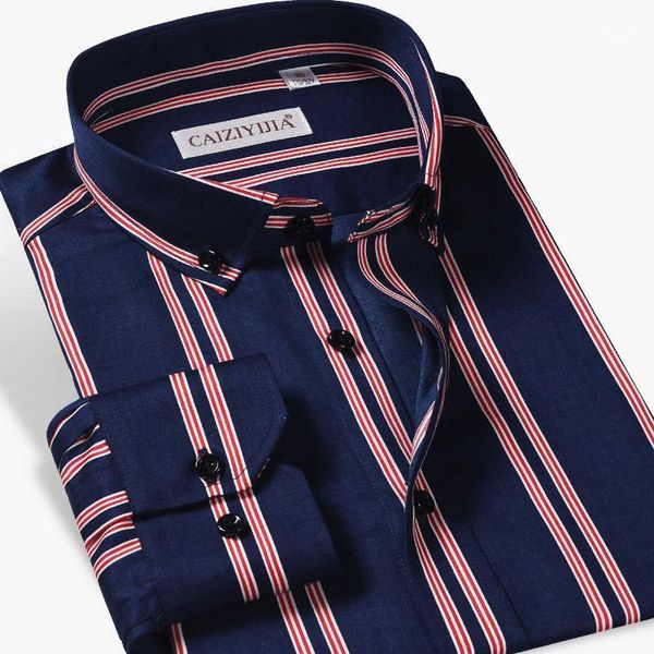 

men's striped 100% cotton standard-fit wrinkle dress shirt comfortable smart casual long sleeved button down shirts 5.01, White;black