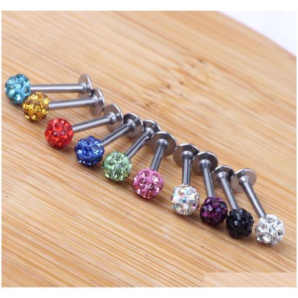 

body jewelry tragus earring 20pcs/lot mix 10 colors 6-12mm shamballa ball cz gem disco 3.5mm body jewelry lip r sqclwp new_dhbest, Black