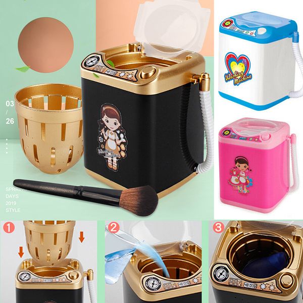 

mini electric washing machine children pretend role play makeup brush cleaner device educational toys 1019