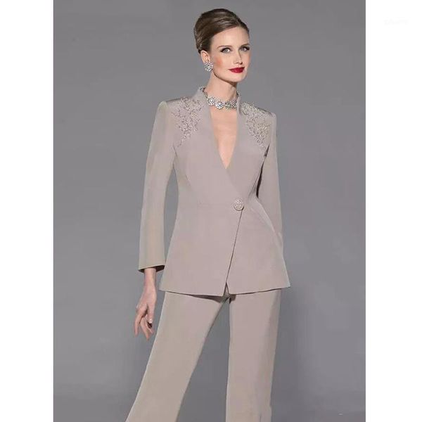 

new arrival 2020 mother of the bride two-piece mother of bride pant suit wedding mother's groom dress long sleeve guest dress1, White