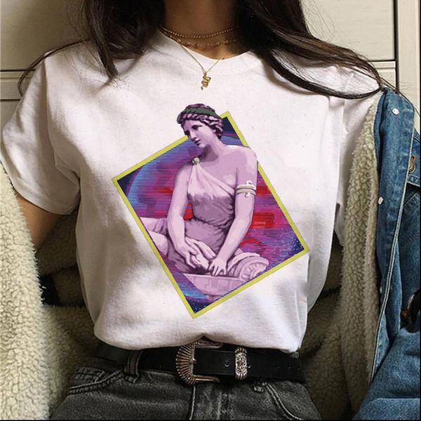 

summer harajuku kawaii angel michelangelo aesthetics tshirt women vogue casual print short sleeve camiseta mujer, White