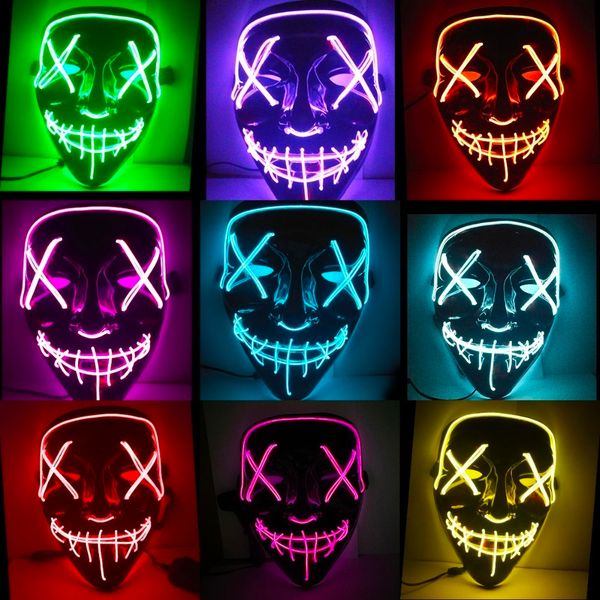 

halloween mask decoration led luminous carnival party horror masks the purge election year funny masks cosplay costume supplies glow in dark