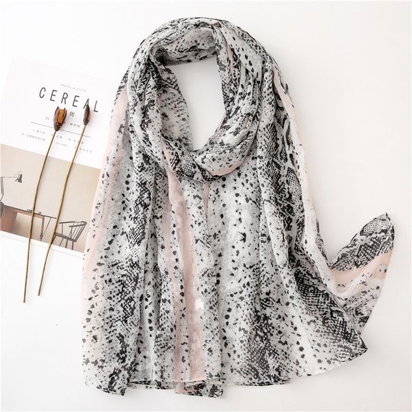 

autumn fashion silver snakeskin viscose shawl scarf lady print pashmina stole muslim hijab sjaal 180*90cm y201007, Blue;gray