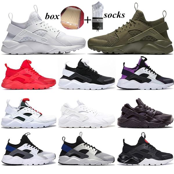 

with box women men huarache running shoes 4.0 1.0 black white green red sports sneakers racer mens trainers jogging walking