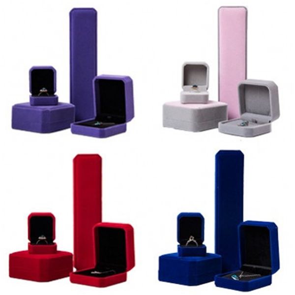

multicolour velvet ornament gift box apply three type jewelry container pendant necklace ring earring storage case 3 69mn l2