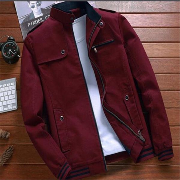 

new spring autumn selling fashion men's jacket cotton slim casual stand-up collar outerwear coats, Black;brown