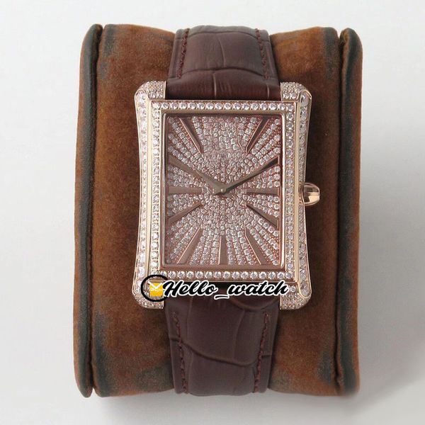 

new upgrade black -tie g0a33076 miyota automatic mens watch gypsophila diamond dial rose gold case diamond bezel leather watches hello_watch, Slivery;brown