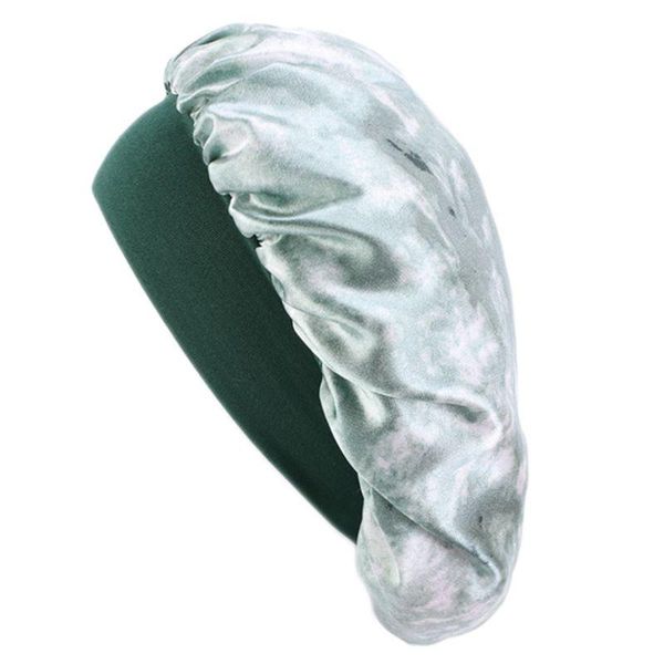 

женщины tie-dye сатин bonnet спящий cap elastic широкополосные night head cover hat x7xc, Blue;gray