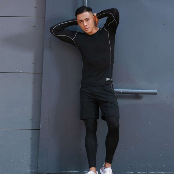 

dry fitness fast suit high men's elastic tights gym outdoor running, Gray